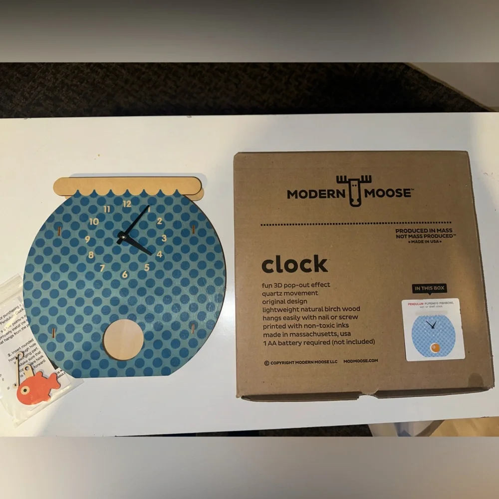 Blue Polka Dot Fishbowl Wall Clock